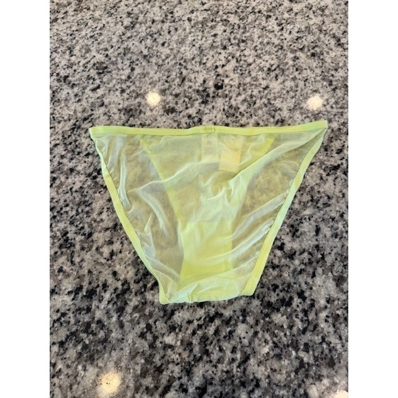 Aerie -Bikini Undies Sheer Mesh Neon Yellow Low Rise Panties - Picture 4 of 4